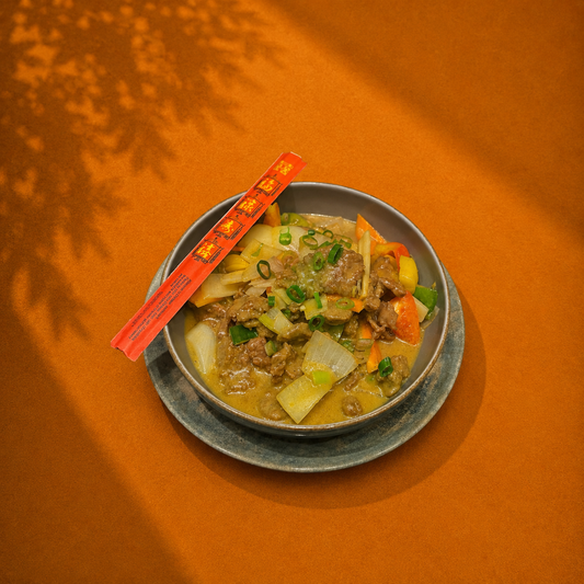 35. Rundsvlees met diverse groenten in currysaus